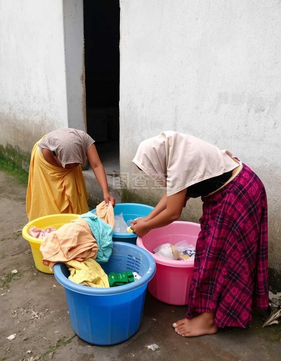 洗衣的女人与河流
